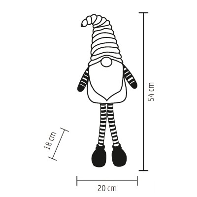 Manó, világító szakállal, álló manó, 54 cm magas - KDD 54